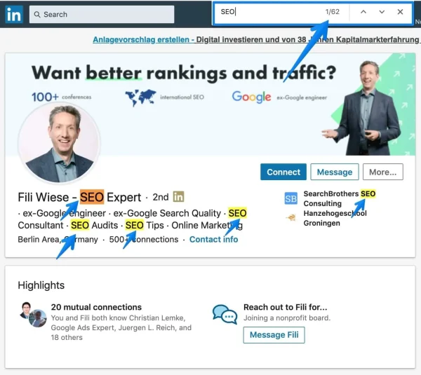 LinkedIn Profile for Government